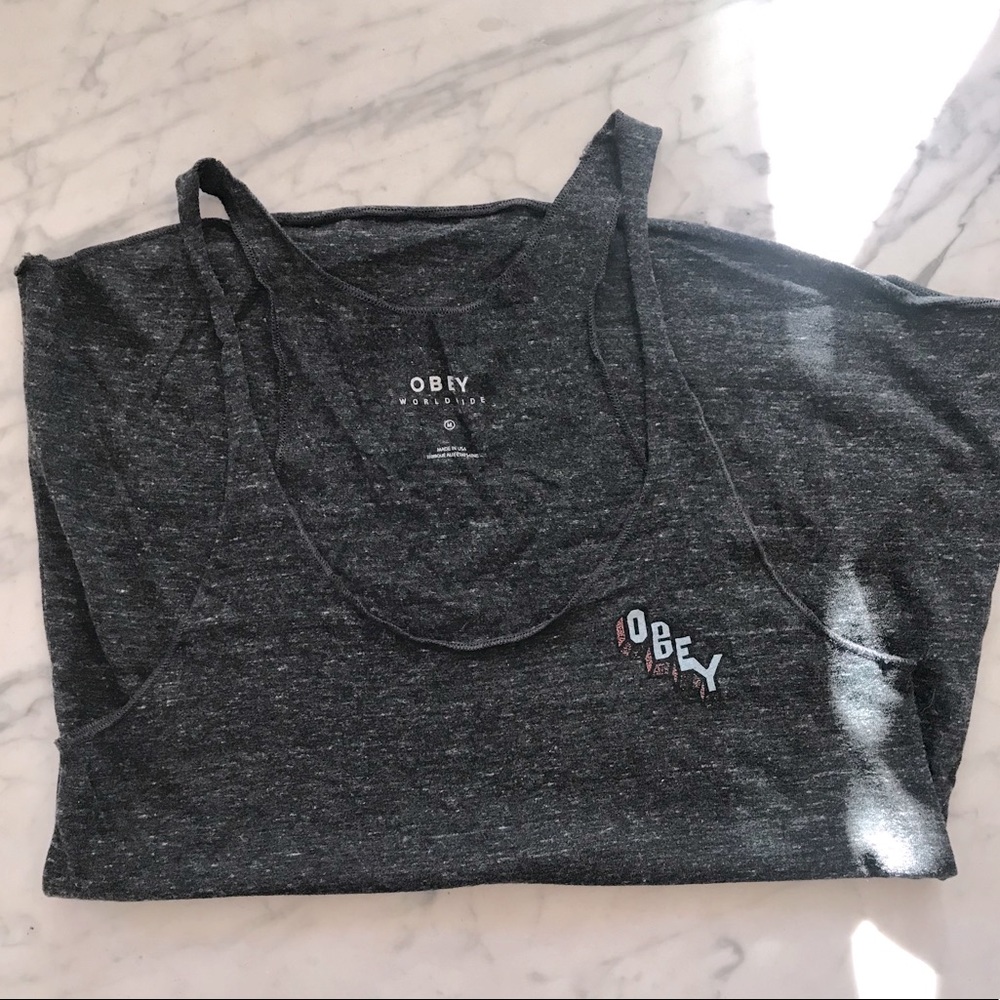 Obey heather gray tank